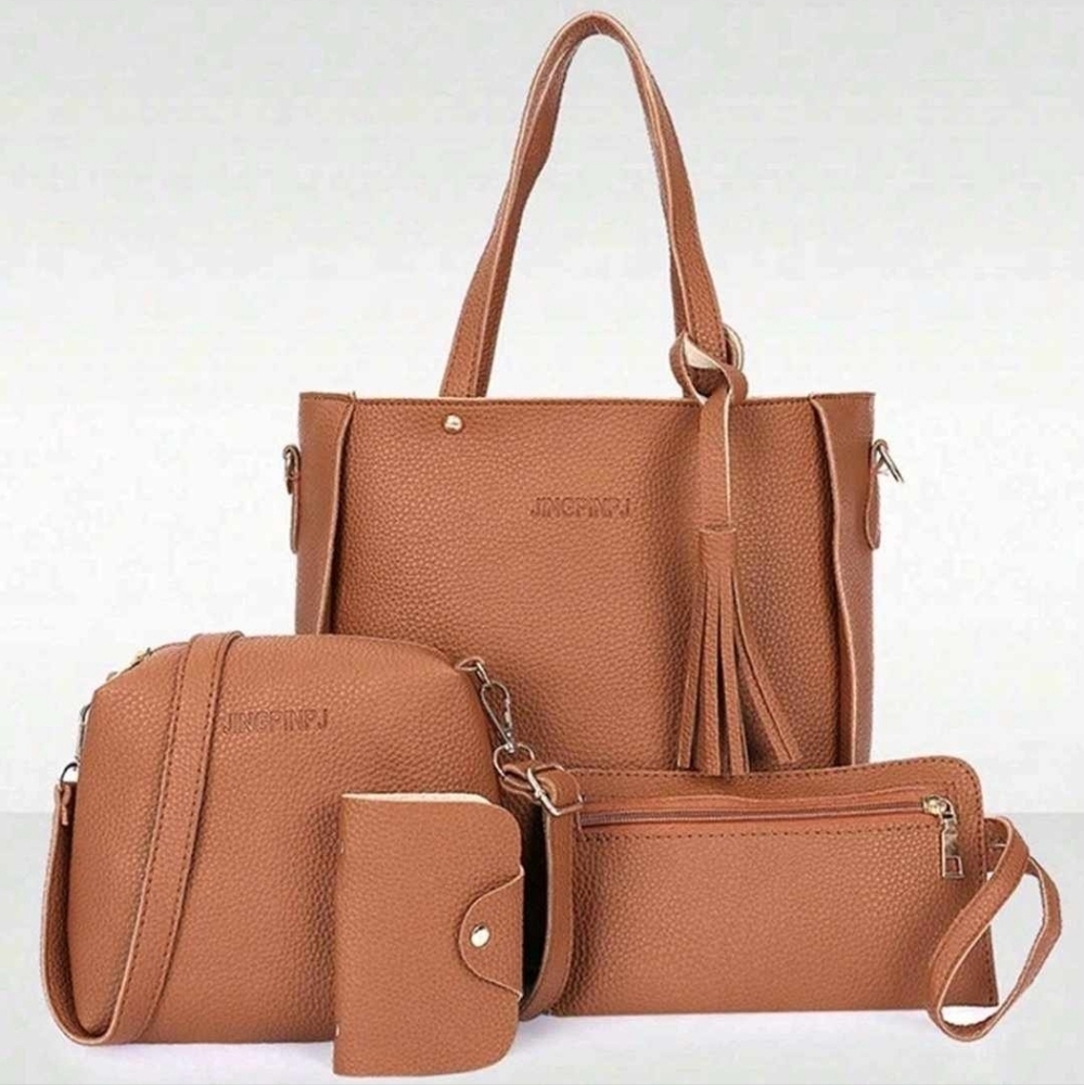 NEW Tan 4 Piece Purse Set